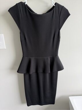 Alice + Olivia Black Peplum Midi Dress